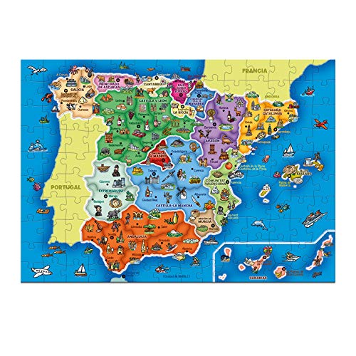 Diset, Provinzen und Autonomien Spaniens, Lernpuzzle zum Erlernen der spanischen Geographie ab 5 Jahren, Mehrfarbig – Ansicht 3