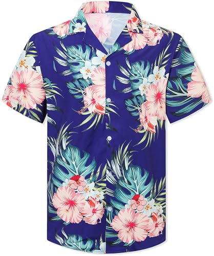 Image of Cromoncent Matching Hawaiian Outfits for Family, Dad and Son Matching Luau Beach Tropical Shirts Mommy Daughter Tropical Sets