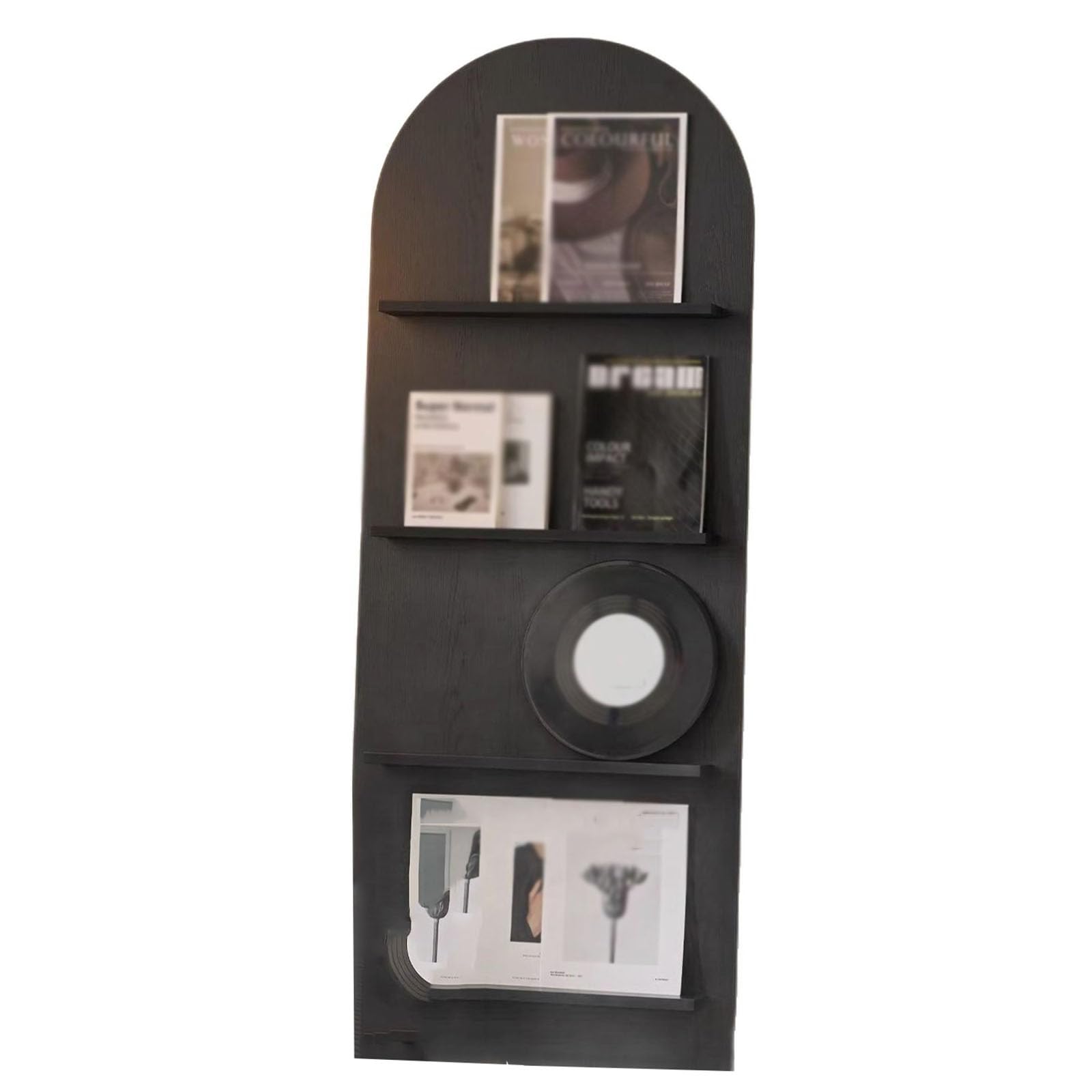 qudkdhs 4-Tier Floor Standing Brochure Display Stand,Wooden Magazine Rack Bookshelf (Black,160x60cm)