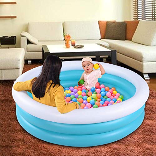 Inflatable Kiddie Pool, 60"x16" Thick Guardrail Swimming Pool for Kids, Blue & White Blow Up Pool for Kids Indoor Party Games, Wading Pool for Outdoor Backyard - Image 6