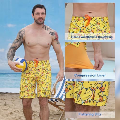 Men's Swim Trunks with Compression Liner Swim Shorts Board Shorts 9 Inch Quick Dry Bathing Suit with Zipper Pockets2