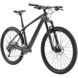 Savadeck 18 SAVADECK Bicicleta de montaña Deck1.0, 27.5/29 Pulgadas Conjunto de Ruedas Marco de Fibra de Carbono MTB Hardtail XC MTB con 312 36 Gang Mujeres Hombre Mountain Bike Hardtail (Negro-Gris, 27.5x19)