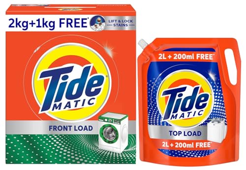 Image of Tide Matic Front Load Detergent powder (2+1 Kg) & Tide Matic Liquid Detergent 2L + 200 ml FREE- Top Load Washing Machine