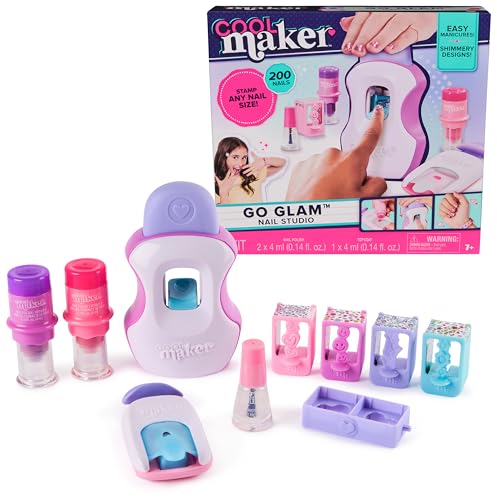 Cool Maker - Go Glam Nail Studio - Machine Manucure - 200 ongles Avec 4 Motifs, 2 Applicateurs Vernis, 1 Protège-Vernis Et 1 Masque À Ongles - Kit de Loisirs...
