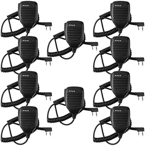 Retevis Walkie Talkie Mic,Two Way Radio Speaker Microphone, for Retevis RT22 RT68 RT5R H777 RT27 RT15 RT17 RT19, Compatible with Baofeng 888S UV-5R UV-17M 5RX 5RH Kenwood Radioddity(10 Pack)