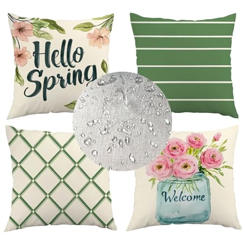 Coussin de chaise vert fleur 45x45 avec fermeture éclair cachée lot de 4 - 3