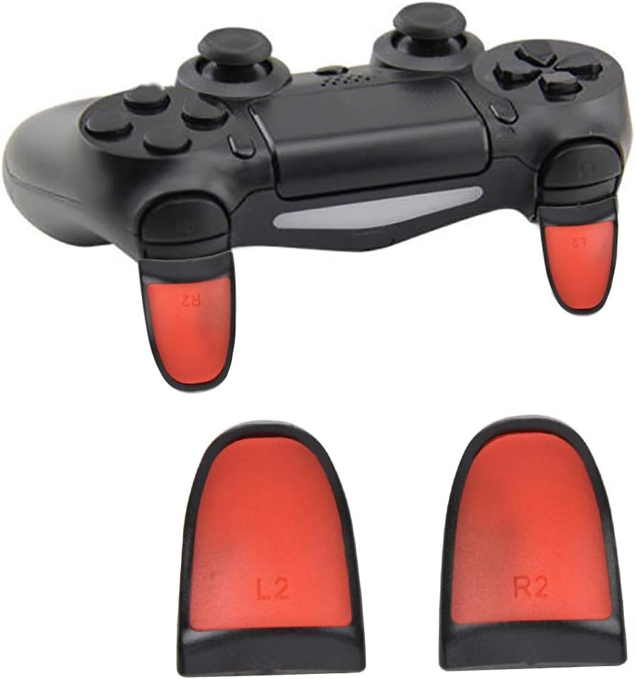 Pilipane L2 R2 Extended Grips Soft Touch Controller Extenders Buttons, flip Flop Extenders Game Controller L2 R2, Non Slip Soft Touch Extended Grips for p0 s4 Game Controller (RED)