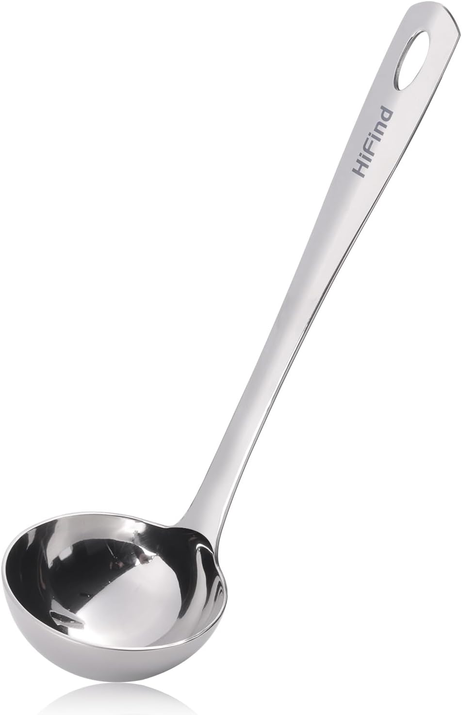 HIFIND Large Ladle Spoon 10.6 Inches Stainless Steel, Heavy Duty Mirror Polished Cooking Utensil, Dishwasher Safe, Kitchen Serving Tool, Rust-Resistant Metal Unique Soup Spoon