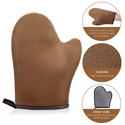 Sibba Selbstbräuner Samt Selbstbräuner mit Daumen doppelseitig für Lotion Mousse Gesicht Körper sonnenlose Bräunungshandschuhe Applikator… – Ansicht 3