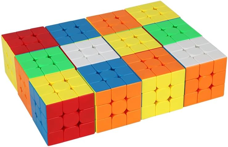 Cuberspeed 12pcs Cube Bulk 2.2 inches Magic Cube for Cube Party Favors 3x3x3 Stickerless Full Size 3x3 Magic Cube 56mm Gifts for Kids of 12 Pack Speed Cube Bulk