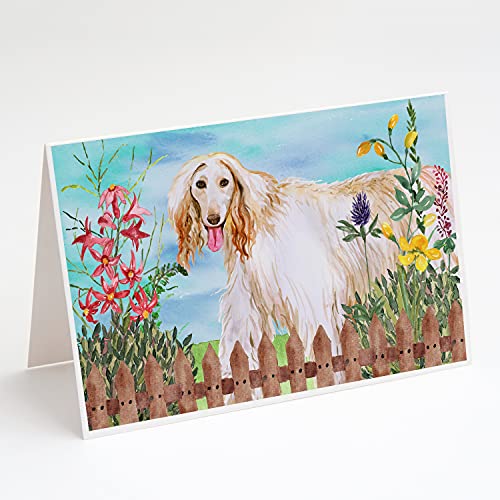 Caroline's Treasures CK1264GCA7P Afghan Hound Spring Greeting Cards and Envelopes Pack of 8 Blank Cards with Envelopes Whimsical A7 Size 5x7 Blank Note Cards