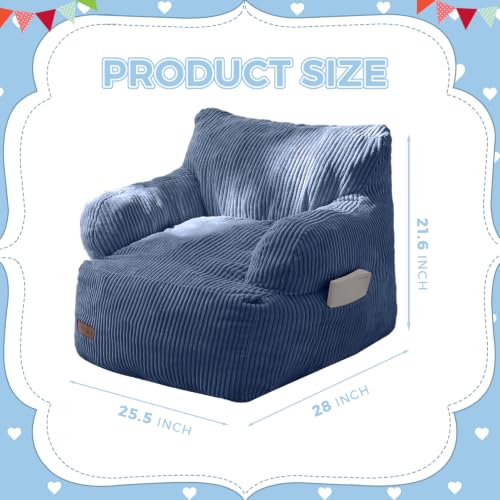Image of MAXYOYO Kids Bean Bag Chair, Stuffed Bean Bag Sofa, Dusty Blue, Standard