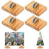 Kathfly 4 Pcs Mini Wood Adjustable Glass Display Stands Easel for Glass Art Creations Stained Ceramic Tiles Plaques for Picture Collectibles Ceramic Tiles Photo Office Trade Show Office or Home
