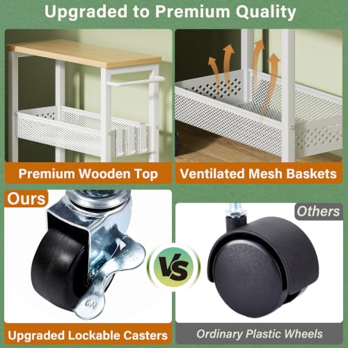OKZEST Slim Laundry Room Organization Cart with Upgraded Metal Hub Casters - Image 5