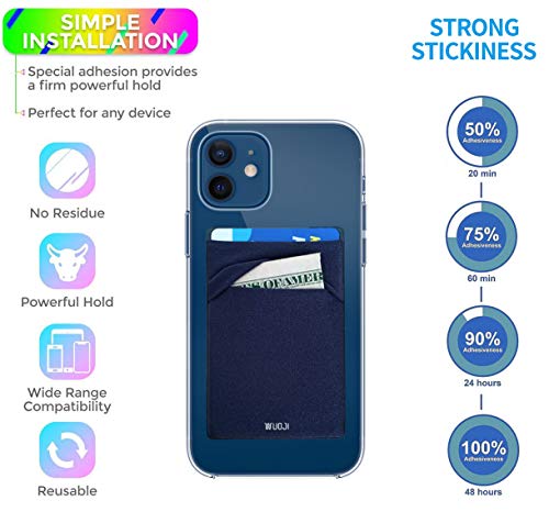 Image of RFID Blocking Phone Card Wallet - Double Secure Pocket - Ultra-Slim Self Adhesive Credit Card Holder Card Sleeves Phone Wallet Sticker All Smartphones (Black Blue)-2PC