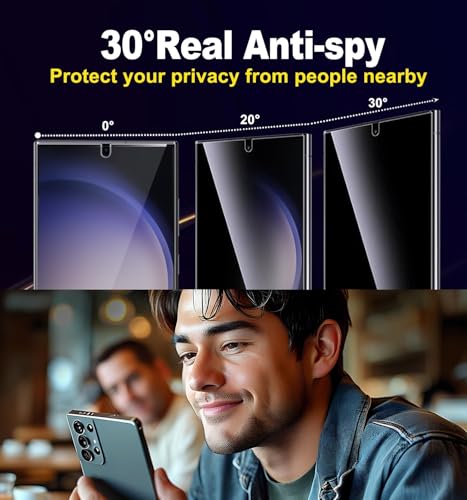 Image of 4YouQuality Privacy Tempered Glass Screen Protector Compatible with Samsung Galaxy S23 Ultra (6.8 Inch) | Curved UV Anti-Spy Screen Guard | 9H Hardness | HD Clear | Fingerprint Sensor Support | Full Coverage | Easy Installation | Pack of 1