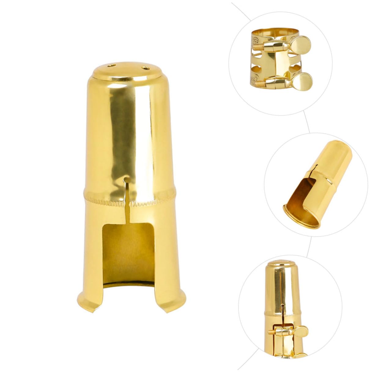 Baluue Alto Saxophon Ligaturkappe aus Messing Hochreaktiv und Robust Ersatzmundstück Zubehör für Tenor Saxophon mit Dekorativer Klemme