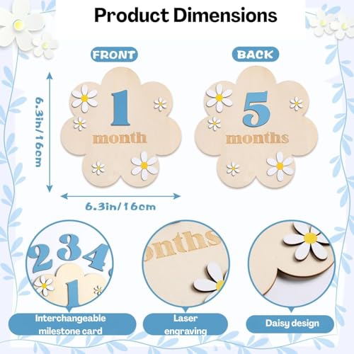 Image of TecoKart Baby Monthly Milestone Cards for New Born Photoshoot | Blue Baby Monthly Photoshoot Props for Milestone Memories