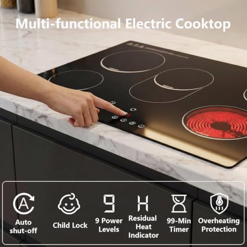 Image of 5 Burner Electric Cooktop, Hot Plate 30 Inch Electric Burner Stove Cook Top