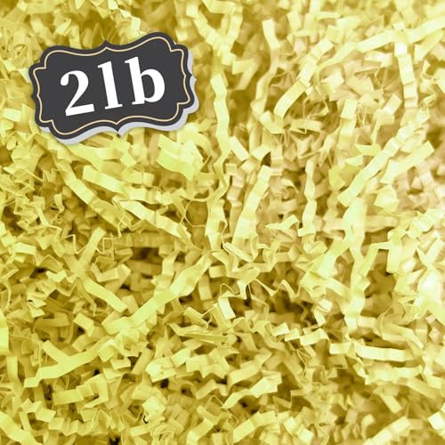Image of 2 LB Light Yellow Crinkle Cut Paper Shred Filler Great for Gift Wrapping, Basket Filling, Birthday, Wedding, Halloween, Thanksgiving, Christmas Day, New Year Party Decorations Filling Supplies