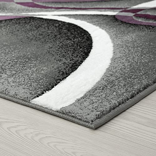 2305 Geometric Abstract Purple 9x12 Area Rugs for Living Room