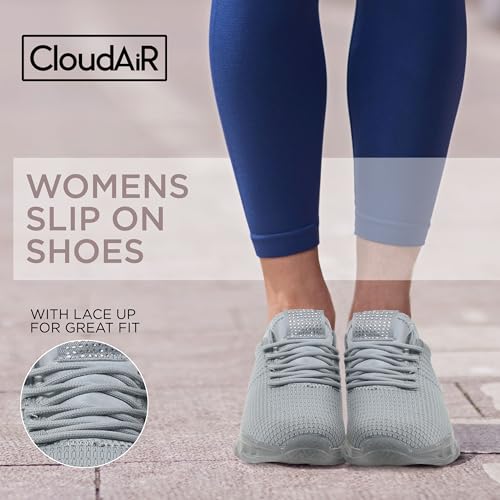 Image of CLOUDAIR Vesta Women's Sneakers: Casual Running, Walking Arch Support Shoes, Lightweight Slip-On Sock Design, Non-Slip Work Shoes for Women, Comfortable Air Cushioned Platform Sneakers