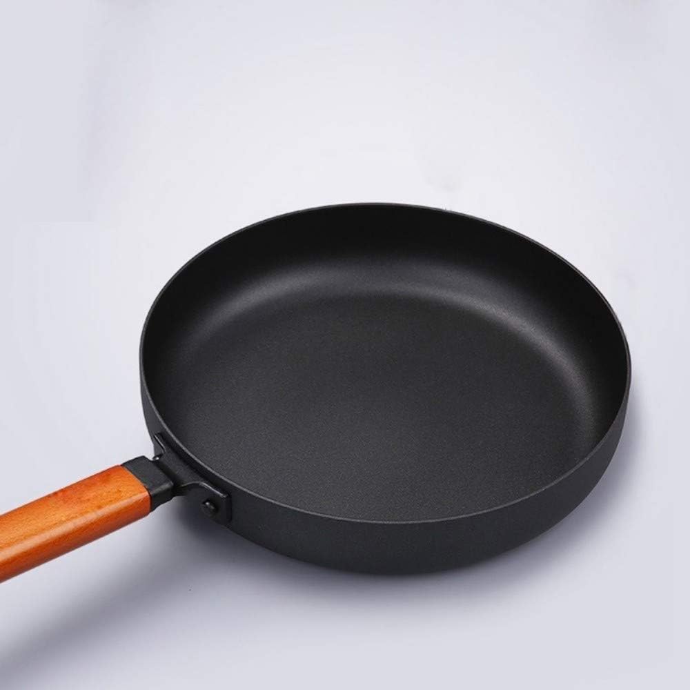 Bratpfanne Antihaft-Pfanne Holz Langer Griff, Gusseisen Topf Bratpfanne Bratpfanne Gebratenes Steak Grillpfanne For Gas-Induktionsherd
