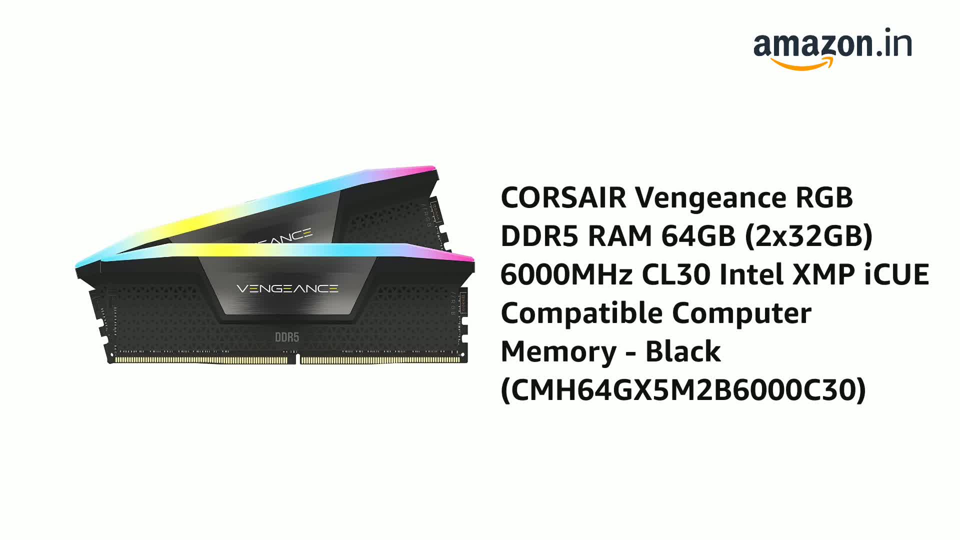 Amazon.in: Buy CORSAIR Vengeance RGB DDR5 RAM 64GB (2x32GB