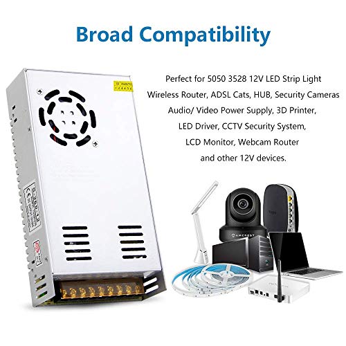 Image of TRIDEV Traders DC 24V 15A 360W Switching Power Supply Universal Regulated Transformer (AC 220V /240V to DC 24Volt 15Ampere 360Watts Suitable for LED Strips, car stereos, Wireless routers, Printers..
