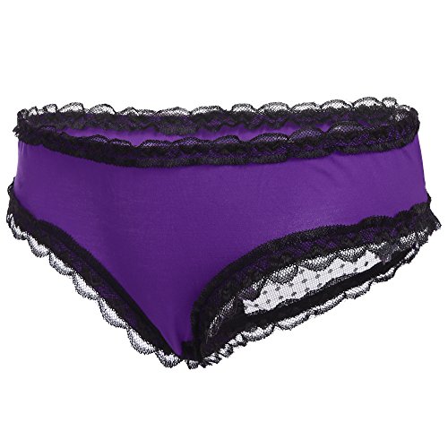 ADOME Women Lingerie Bow-Tie Panties Lace Underwear Low-Rise Hipster Nightwear Purple XXL