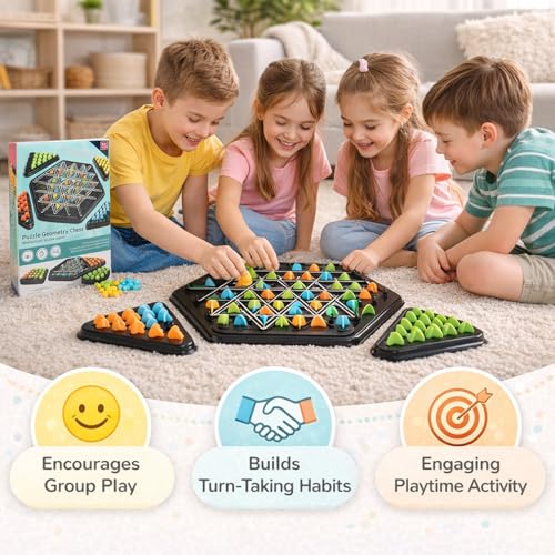 Image of SIGNAMIO Puzzle Geometry Memory Chess Triangle Strategy Board Games for 6 to 10+ Years for Families and Games for Adults at Home Kids and Teens