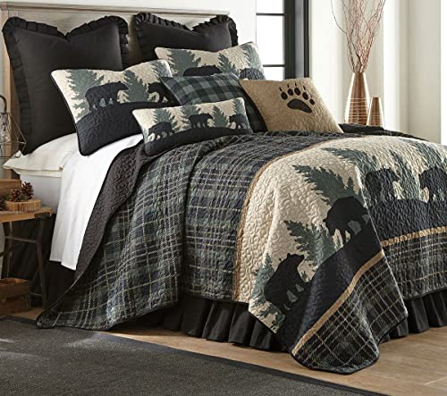 BLACK FOREST DECOR Timberland Plaid Bear Quilt - Full/Queen