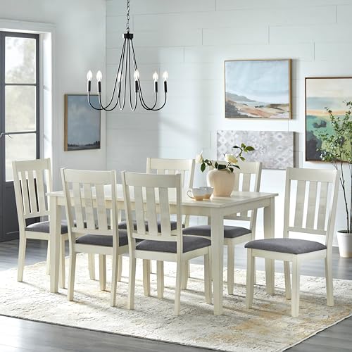 Simple Living Olin Barn Wood Dining Set Antique White 6 7-Piece Sets