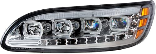 Miniatura 2 de United Pacific 35841 Cromo Quad-LED Faro Con LED DRL Y SEQ Señal Para 2005-2015 Peterbilt 386- Driver