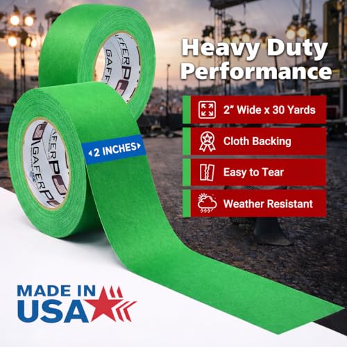 Image of Green Screen Tape - Chroma Key Gaffer Tape for Photography, Video & Film - Non-Reflective Matte Finish, Residue-Free Removal, Strong Hold for Studio, Lighting & Background Setup (Green)