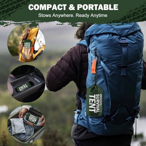 Life Emergency Shelter Survival Tent - 2 Person Space Blanket Thermal Mylar Tube Tent with Survival Whistle & Paracord, All-Weather Survival Gear for Camping, Hiking, Bug Out Bag