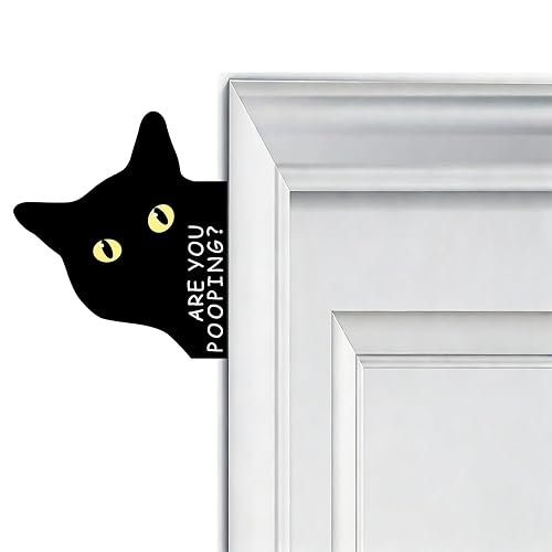 Are You Pooping Black Cat Decor Funny Bathroom Wooden Decors