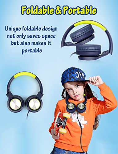 Image of USB Type C Kids Headphones for School, Wired Over Ear Headsets with Microphone Limited Volume 85dB / 94dB, Portable USBC Headphones for Kids Teens Children Online School /Travel /iPad /Tablet /Cellphone