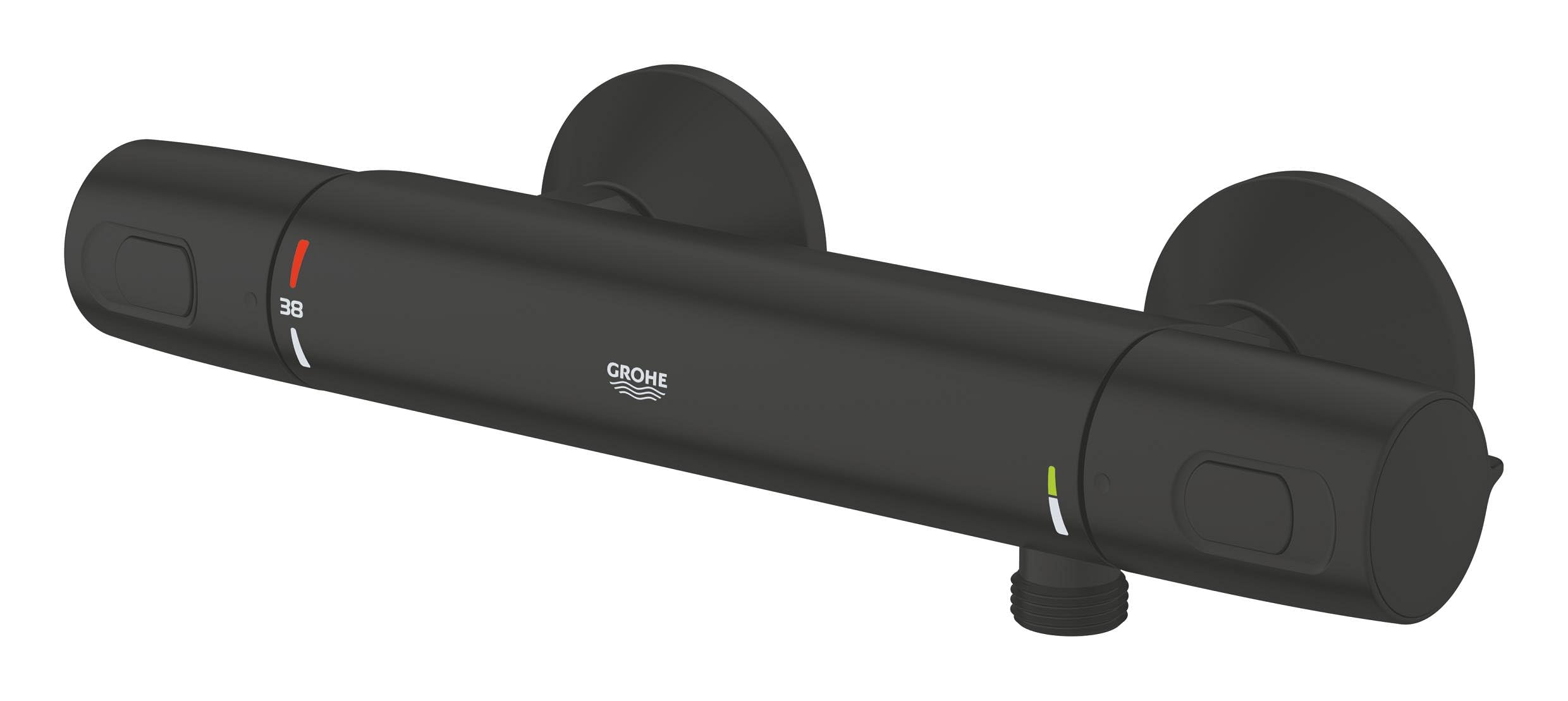 GROHE Precision Trend Mitigeur Thermostatique Douche, Economie d'Eau, Noir Mat, 1022172432