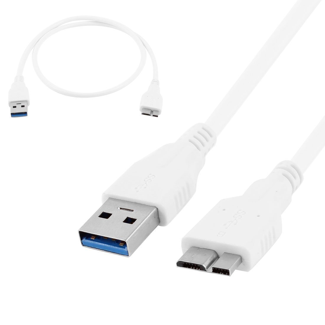White USB 3.0 Type A Male to Micro B Male Adapter Cable Cord by Network Trading®
