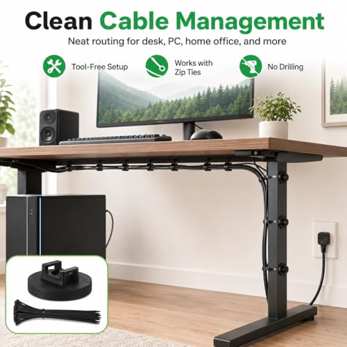 12 Piezas de Soportes Magnéticos para Cintas de Cable con 100 Cintas, 43mm, Negro miniatura 2
