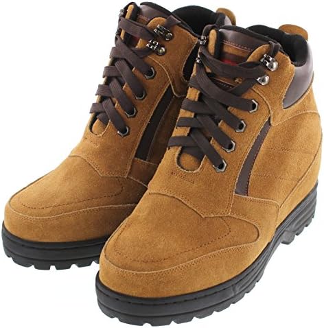 Calden Men's Invisible Height Increasing Elevator Shoes - Brown Nubuck Leather Lace-up High-top Boots with Extra Tall - 5.2 Inches Taller - K881803 - Size 10 D(M) US | Image 2