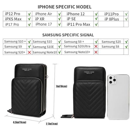 myfriday Small Crossbody Cell Phone Purse for Women, Mini Messenger Shoulder Handbag Wallet with Credit Card Slots3