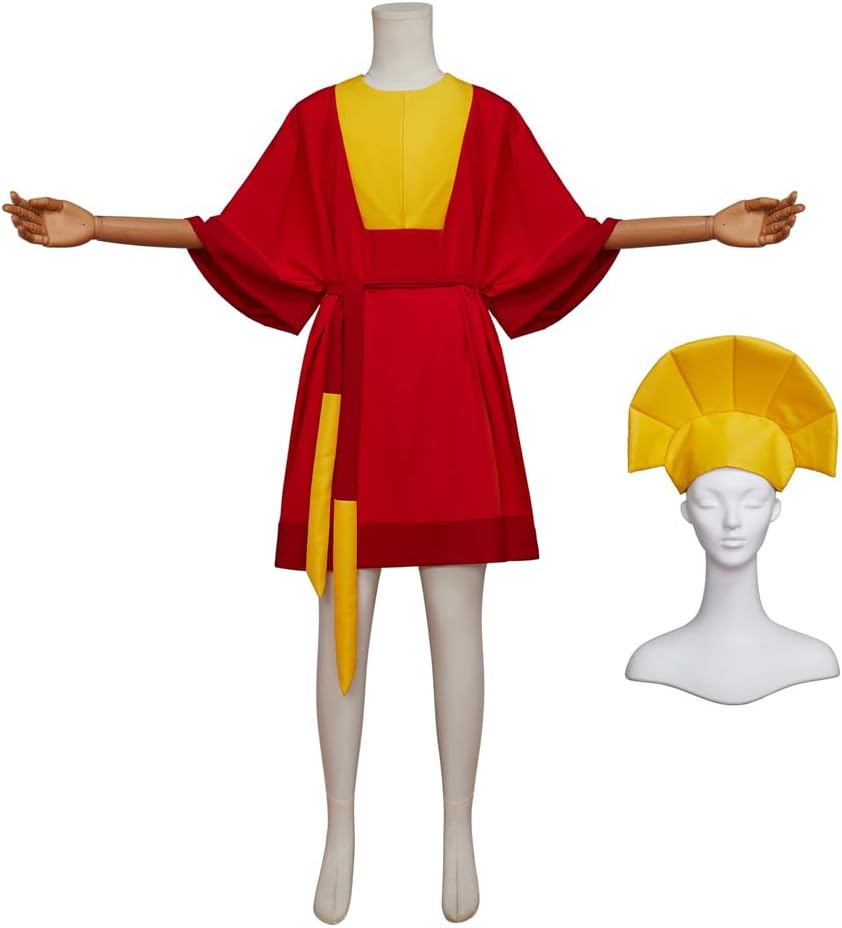 Adult Men Emperor Kuzco Cosplay Costume King Costume Outfits with Hat Anime Red Fancy Dress Robe