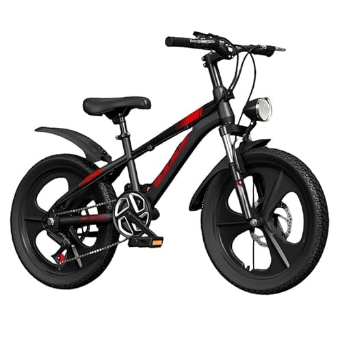 新しい子供用自転車、6?12歳の男の子と女の子のスポーツ自転車、18/20/22/24インチ、調節可能なシート、可変速度マウンテンバイク、衝撃吸収機能付き、軽量、耐衝撃性、耐久性、耐荷重性、街乗り、学校、学生、通勤に適しています (22インチ,ブラック(ワ