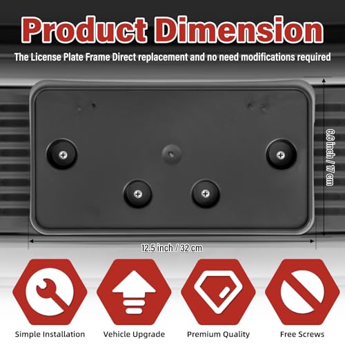 Image of License Plate Bracket Accessories for Chevy Silverado 1500 2019 2020 2021, Silverado 1500 LTD 2022, Front Bumper License Plate Holder Replacement Frame Black Mount