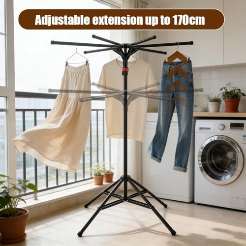 Séchoir à linge extérieur et intérieur noir pour lessive familiale - 4