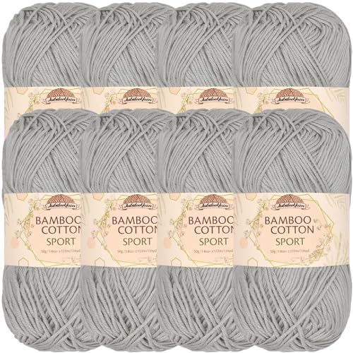 Image of JubileeYarn Bamboo Cotton Sport Yarn - 50g /Skein - Cloudy Grey - 8 Skeins