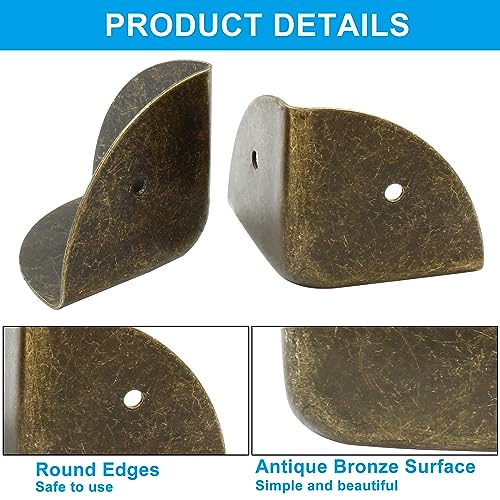 Image of 12Pcs Box Corner Protectors, 1.57 inch (40mm) Metal Corner Edges Protector Triangle Corner Protectors Bronze Corner Covers Edge Guard with Screws for Wooden Case Trunk Box Table Cabinet