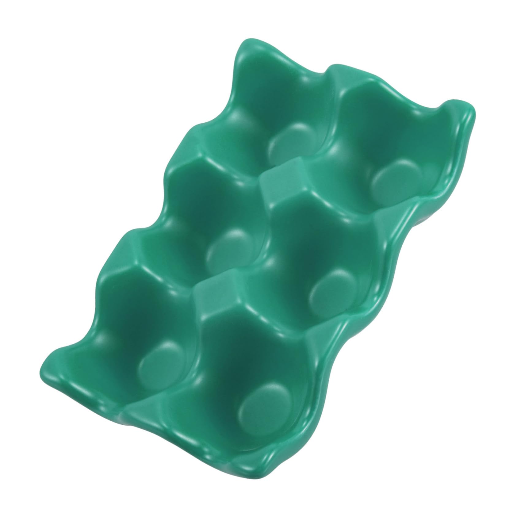 COLLBATH Ceramic 6 Cups Egg Tray Porcelain Egg Holder Container Keeper Storage Organizer Decorative Serving Stand Serveware For Refrigerator Fridge Countertop Display Kitchen Green